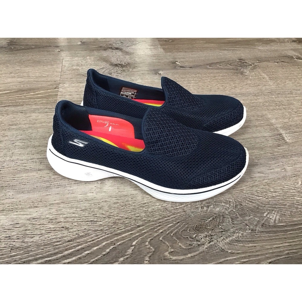 Skechers Shoes Womens 6.5 GoWalk 4 Blue Walking Sneakers Goga Max Slip On 14170